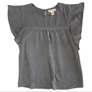 Monteau Stripped Short Sleeve Tunic Blouse Sz S